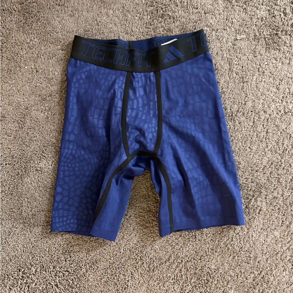 Adidas Techfit Blue and Black Patterned Shorts